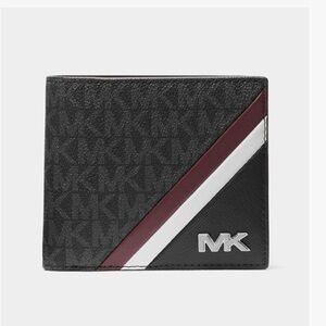 Michael Kors Rivington Striped Logo Billfold Wallet With Coin Pouch